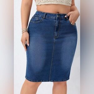 EMERY ROSE Women Denim Pencil Skirt - Dark Wash